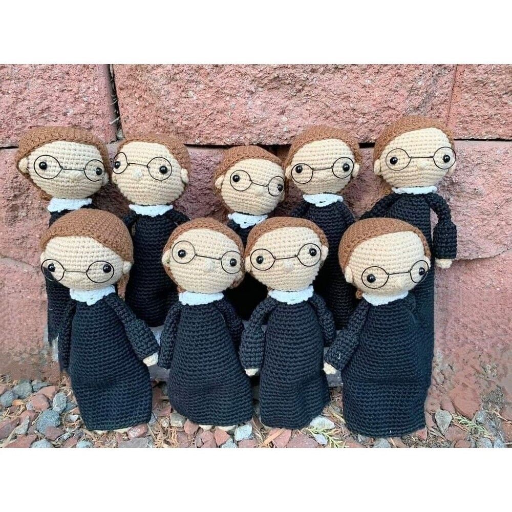 Handmade Crocheted RBG Doll Plushie Ruth Bader Ginsburg Stuffed Doll - Picture 3 of 3
